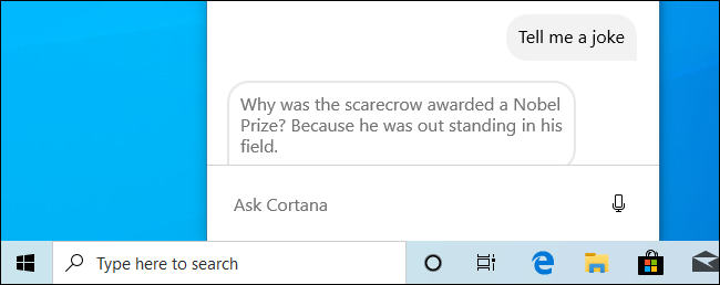 Nova interface de conversação da Cortana no Windows 10.
