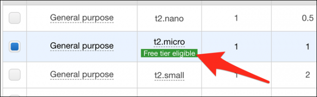 Selecione “t2.micro”.