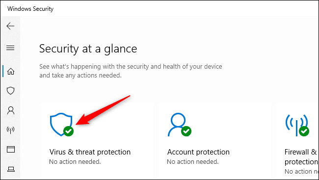 Abrindo as configurações de proteção contra vírus e ameaças na Segurança do Windows.