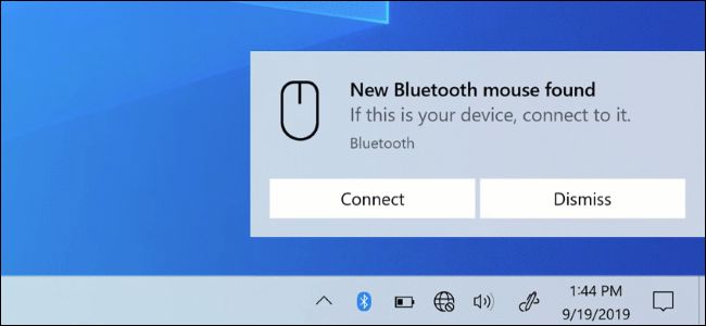 Uma notificação de par Bluetooth Swift na área de trabalho do Windows 10.