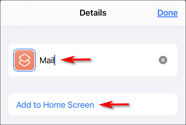 Digite o nome do ícone do aplicativo e toque em "adicionar à tela inicial".