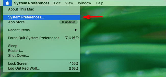 Clique no ícone da Apple e selecione “Preferências do Sistema”.