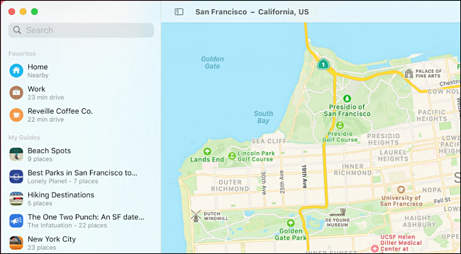 aplicativo macOS 11.0 Big Sur Maps