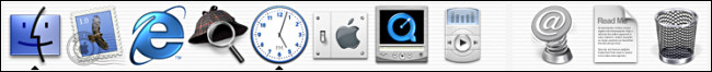 O Dock no Mac OS X Public Beta.