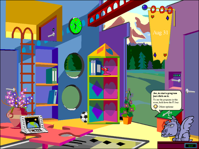 Quarto da infância de Joe e guia pessoal da gárgula no Microsoft Bob. 