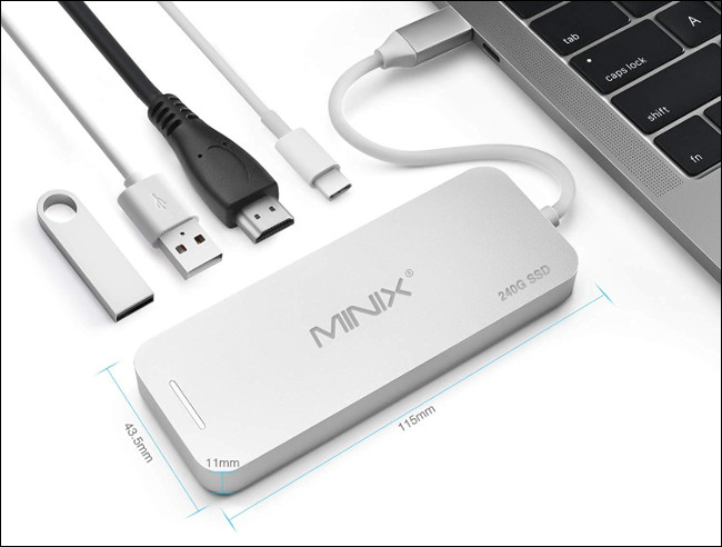 Hub Minix NEO USB Type-C com armazenamento SSD integrado