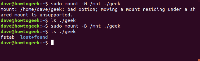 mover um sistema de arquivos em uma janela de terminal