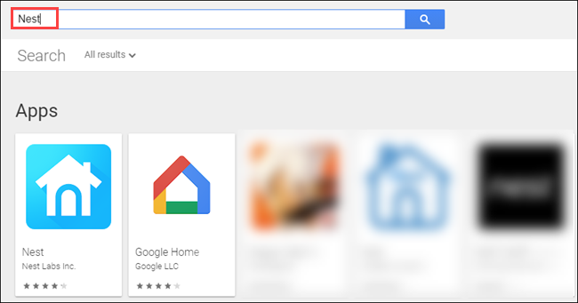 Os aplicativos "Nest" e "Google Home" na Google Store.