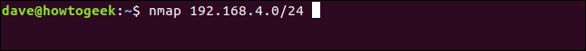nmap 192.168.4.0/24 em uma janela de terminal
