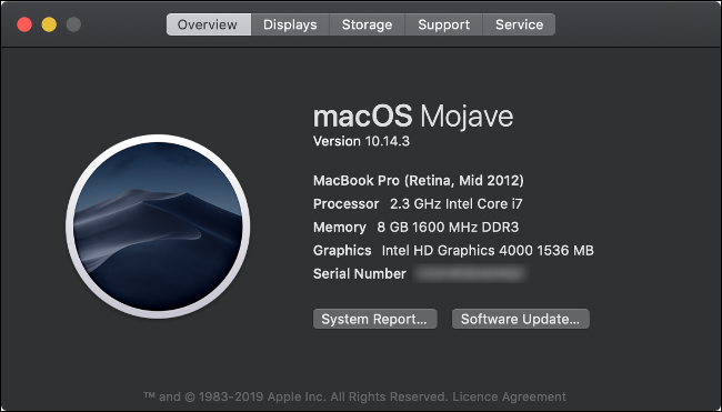 Sobre este Mac Visão geral para um MacBook Pro 2012.