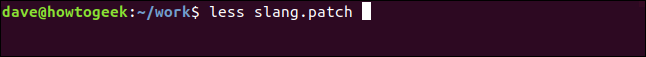 menos slang.patch em uma janela de terminal