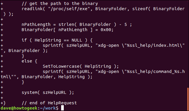 saída de diff em uma janela de terminal