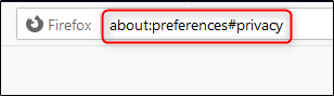 "sobre: ​​preferências # privacidade" na barra de endereço do Firefox. 