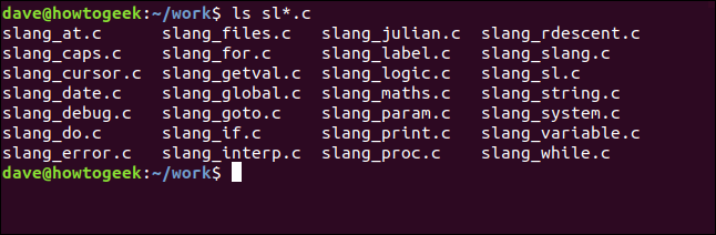 ls sl * .c em uma janela de terminal