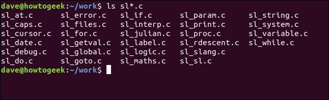 ls sl * .c em uma janela de terminal