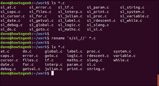 renomear 's / sl _ //' * .c em uma janela de terminal