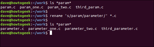 renomear 's / param / parâmetro' * .c em uma janela de terminal