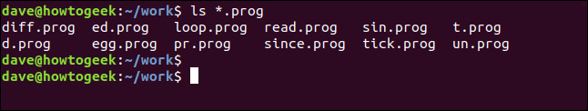 ls * .prog em uma janela de terminal