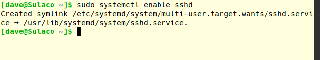 sudo systemctl enable sshd em uma janela de terminal
