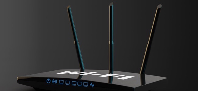 Roteador WiFi 3D moderno em um fundo preto