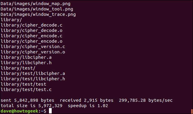 rsync através de uma conexão ssh em uma janela de terminal