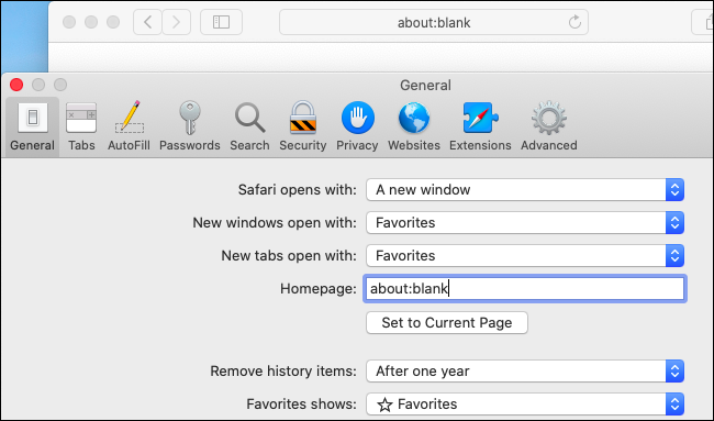 Desativando about: blank in Safari no macOS Catalina