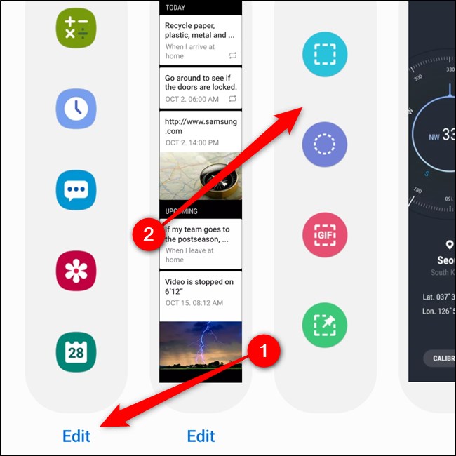 Samsung Galaxy S20 Selecione o botão "Editar" ou pressione longamente o painel para reorganizar