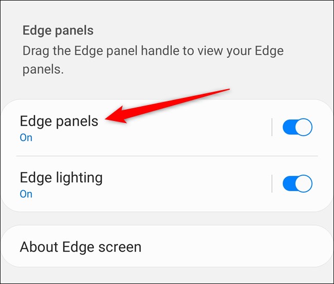 Samsung Galaxy S20 Tap "Edge Panels"