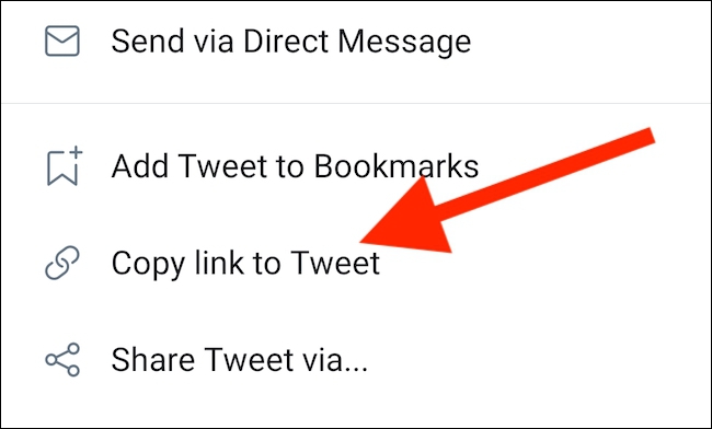 Selecione o botão "Copiar link para tweet"