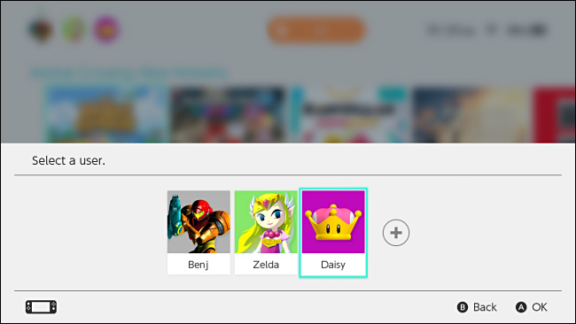 Nintendo Switch: Selecione o usuário