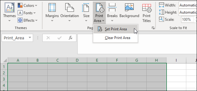 Excel - Área de Impressão