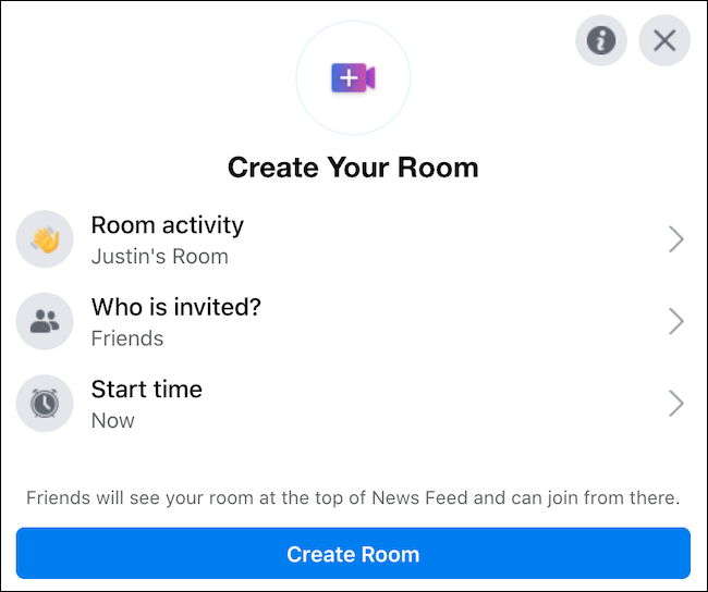 Configure sua sala do Facebook Messenger usando a janela "Criar sua sala"