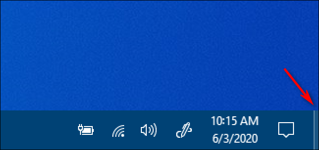 O botão Mostrar área de trabalho do Windows 10