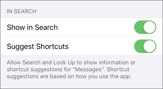 Configurações de pesquisa de mensagens em destaque no iPhone