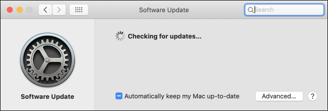O painel "Atualização de software" no macOS.