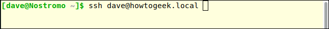 ssh dave@howtogeek.local em uma janela de terminal.