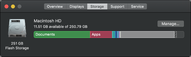 Uma visão geral do armazenamento do macOS.