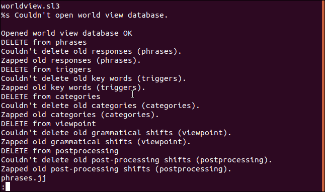 saída de strings em uma janela de terminal