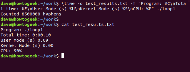 Saída da string de formato para loop1 canalizada para o arquivo em uma janela de terminal