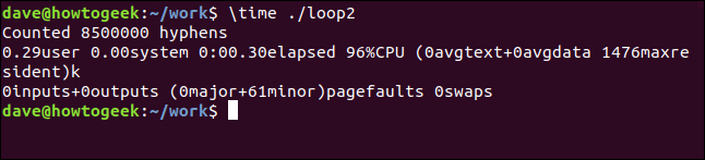 saída de tempo para loop2 em uma janela de terminal