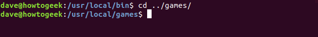 cd command with .. in a terminal window