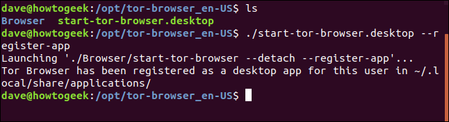 cd / opt / tor-browser_en-US em uma janela de terminal