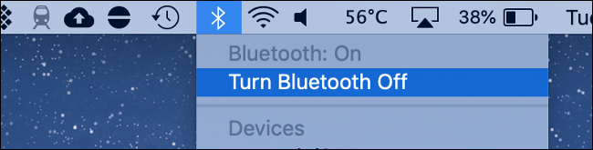 A opção "Desligar o Bluetooth".