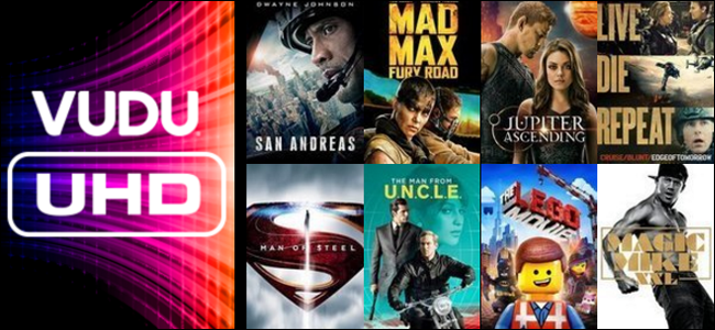 Banner do Vudu com diversos filmes e programas disponíveis. 