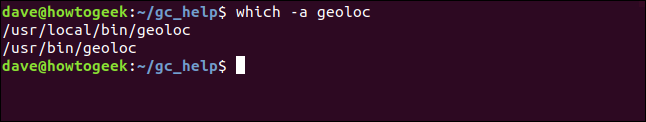 que -a geoloc em uma janela de terminal