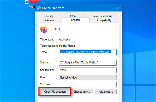 Para localizar o arquivo EXE de um aplicativo, clique com o botão direito em um atalho e clique em "Abrir local do arquivo" na janela Propriedades do Windows 10.
