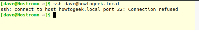 ssh dave@howtogeek.local em uma janela de terminal