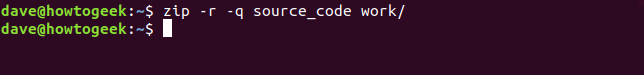 compactando o diretório de trabalho em uma janela de terminal