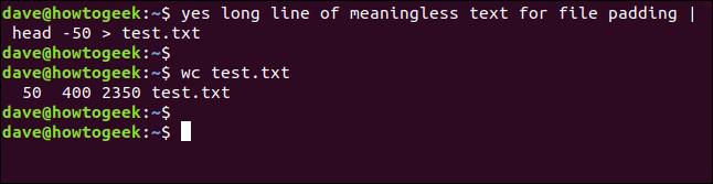 usando head para limitar o tamanho de um arquivo em uma janela de terminal