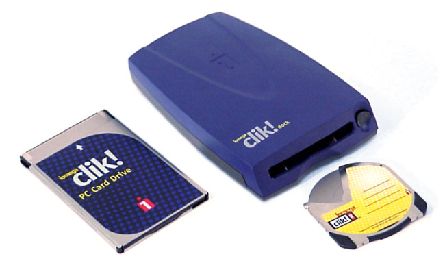 O Clik!  PocketZip Drive e o Clik!  Unidade de convés.